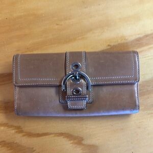 Tan Leather Clutch with Buckle